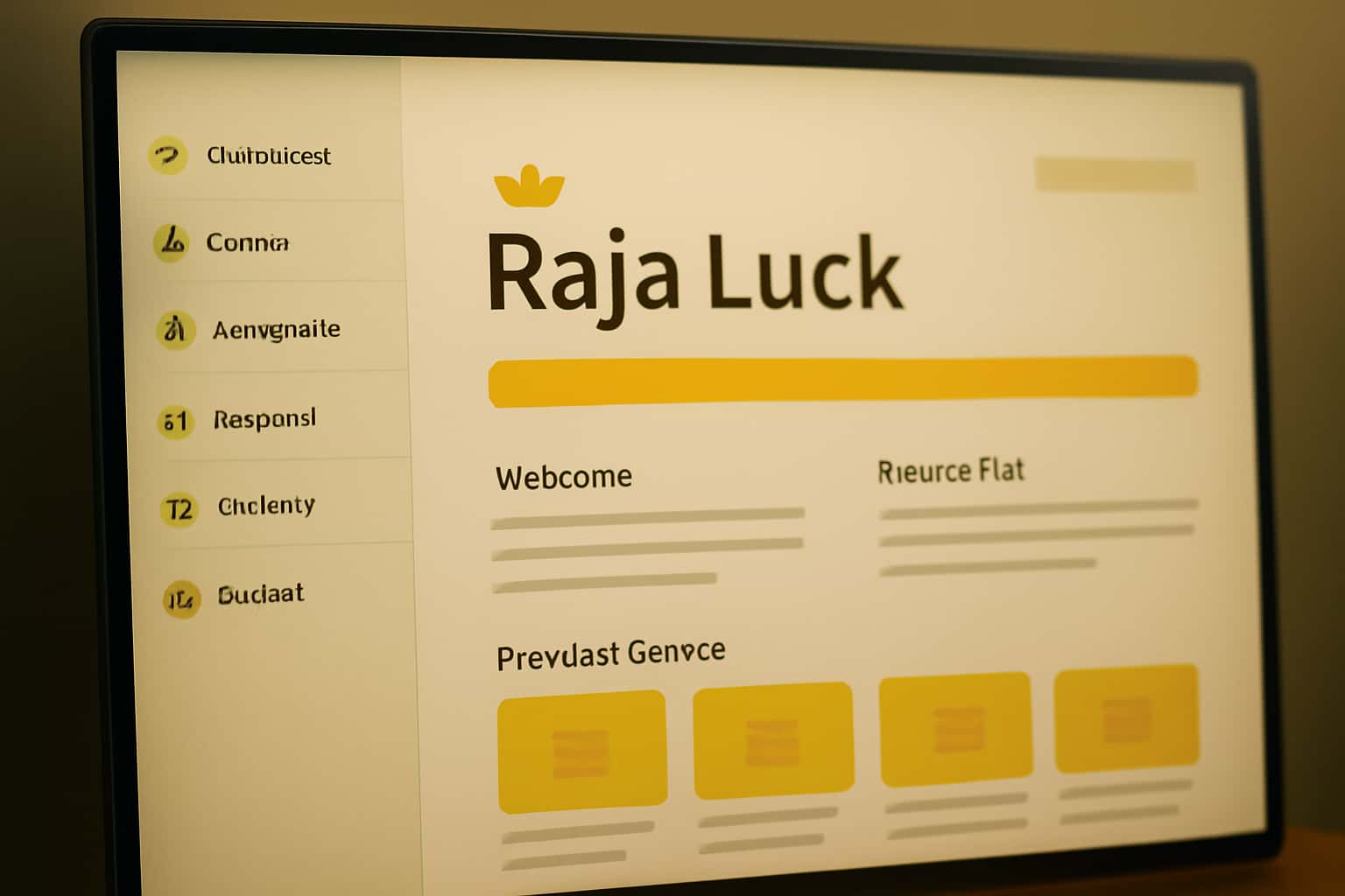 A conceptual illustration of the Raja Luck interface on a digital device, showcasing key features.