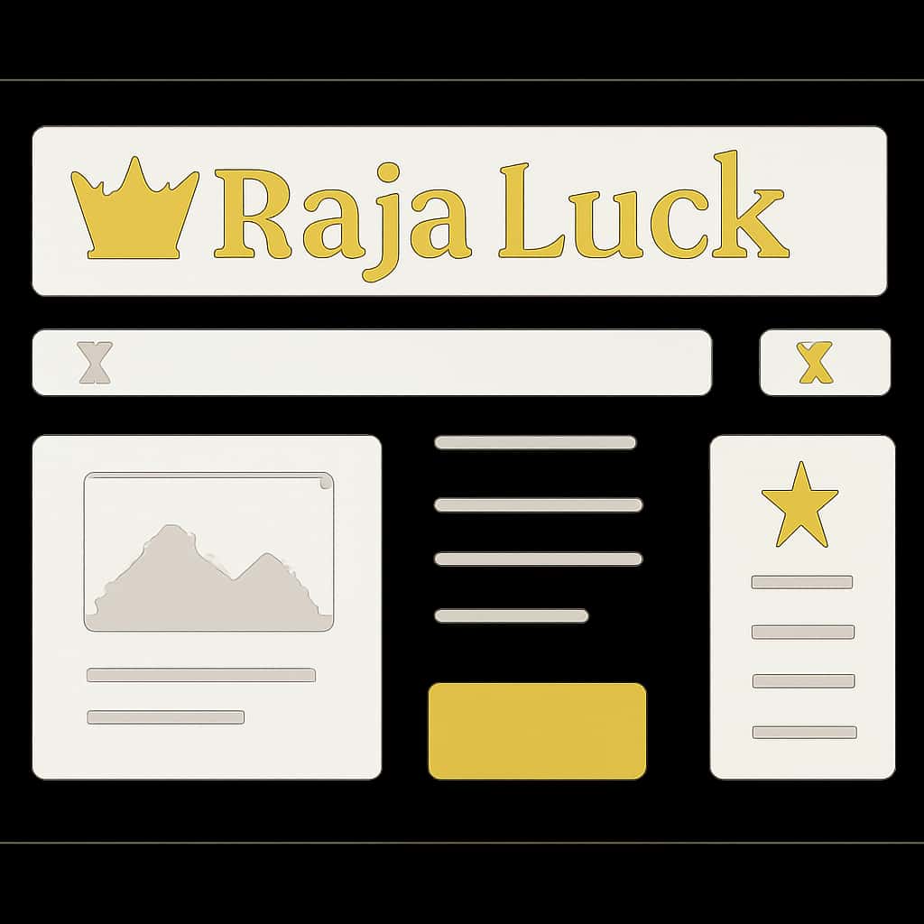 A diagram detailing navigation elements of the Raja Luck interface, designed for user clarity.