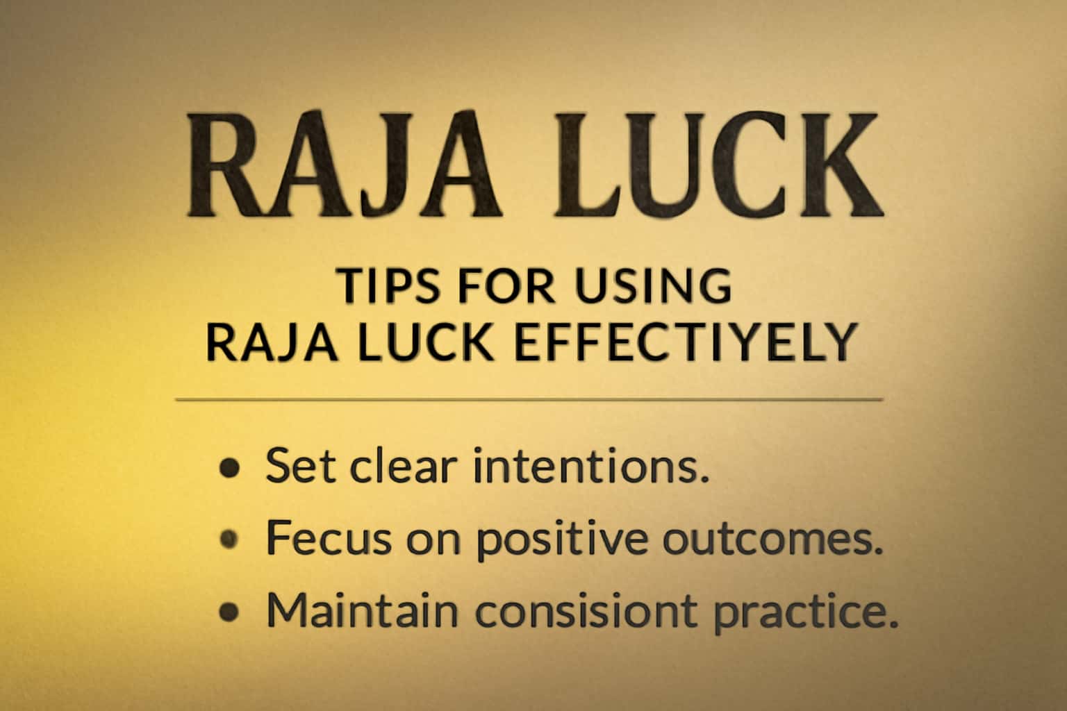 Informational scene depicting effective usage tips for Raja Luck.