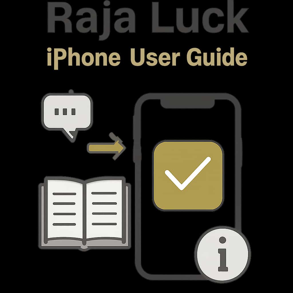 An educational illustration related to the Raja Luck iPhone User Guide, depicting app functionalities.