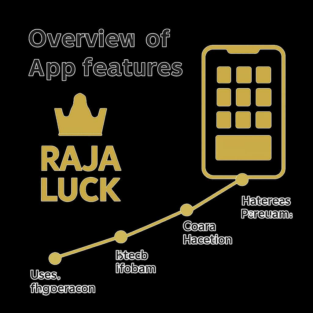 An educational diagram outlining the features of the Raja Luck app.