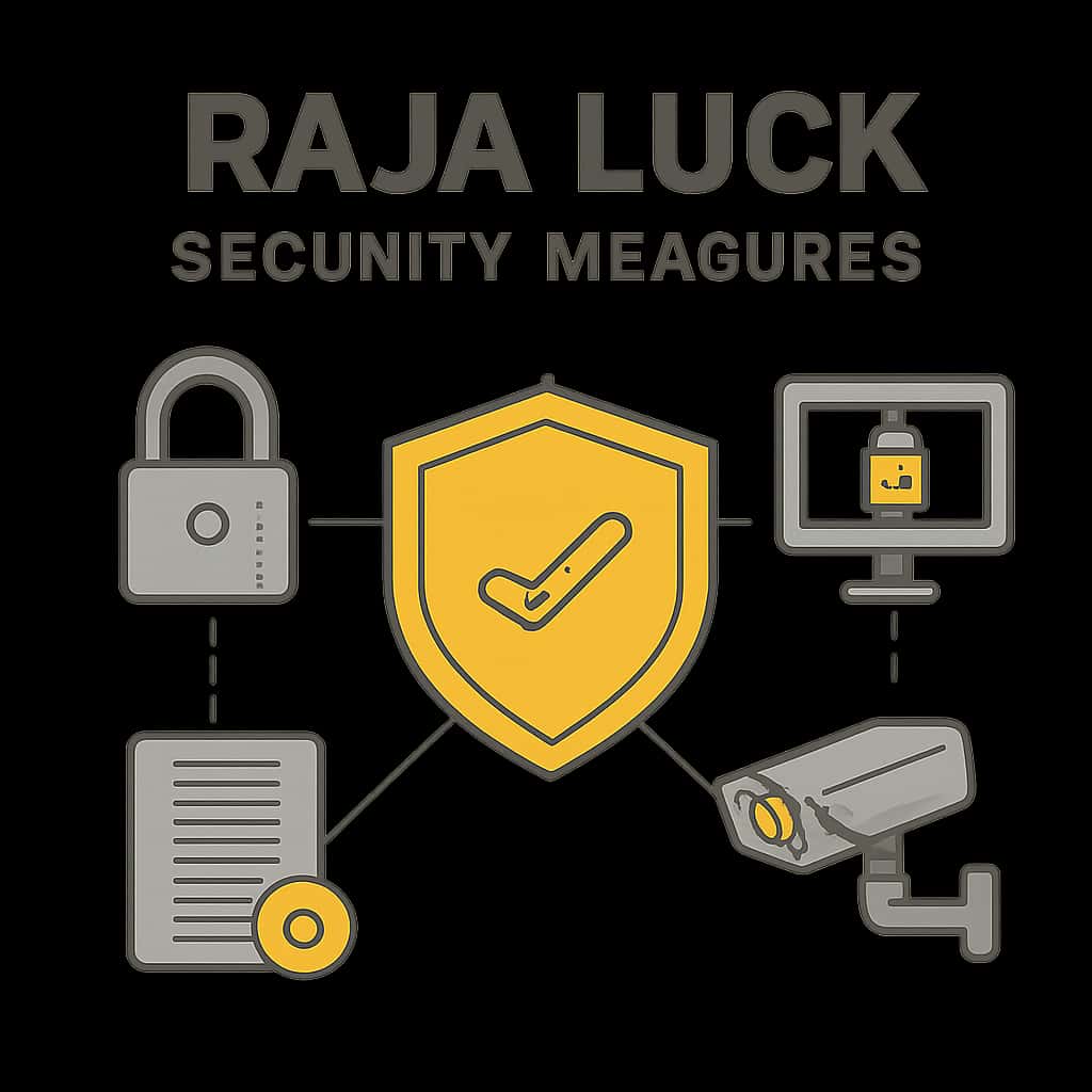An educational diagram outlining the security measures for Raja Luck.