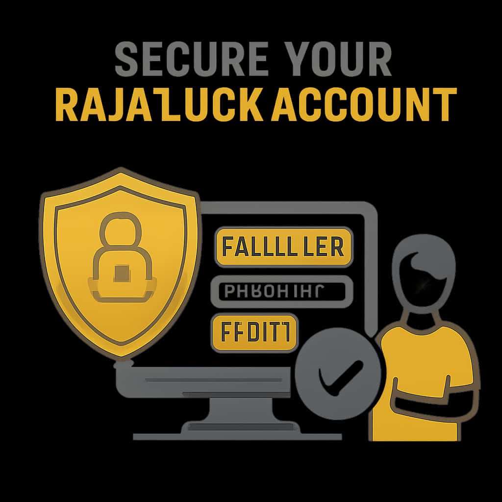 An educational illustration showing security measures for Raja Luck accounts.